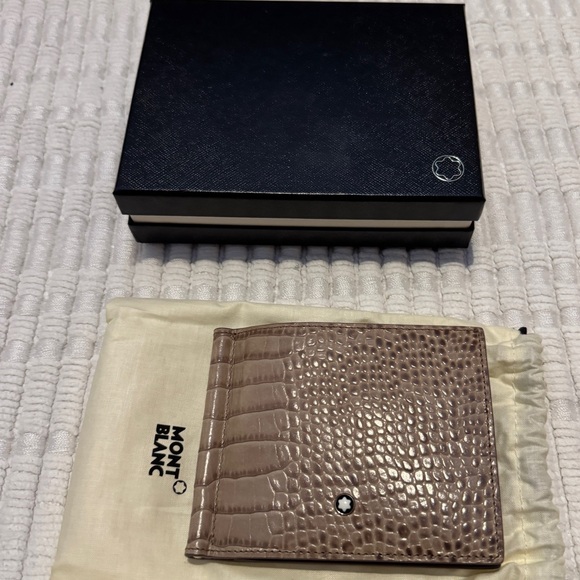 BRAND NEW MONTBLANC TAUPE WALLET W/ MONEYCLIP - Picture 8 of 11